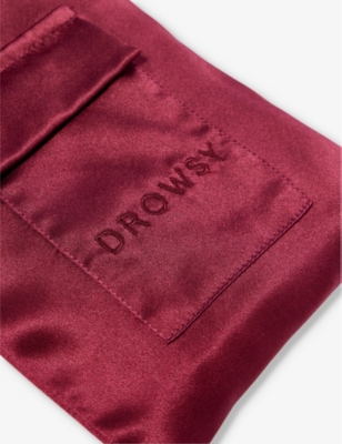 Shop Drowsy Sleep Co Women's Le Vie En Rouge Brand-embroidered Flap-pocket Silk Pouch