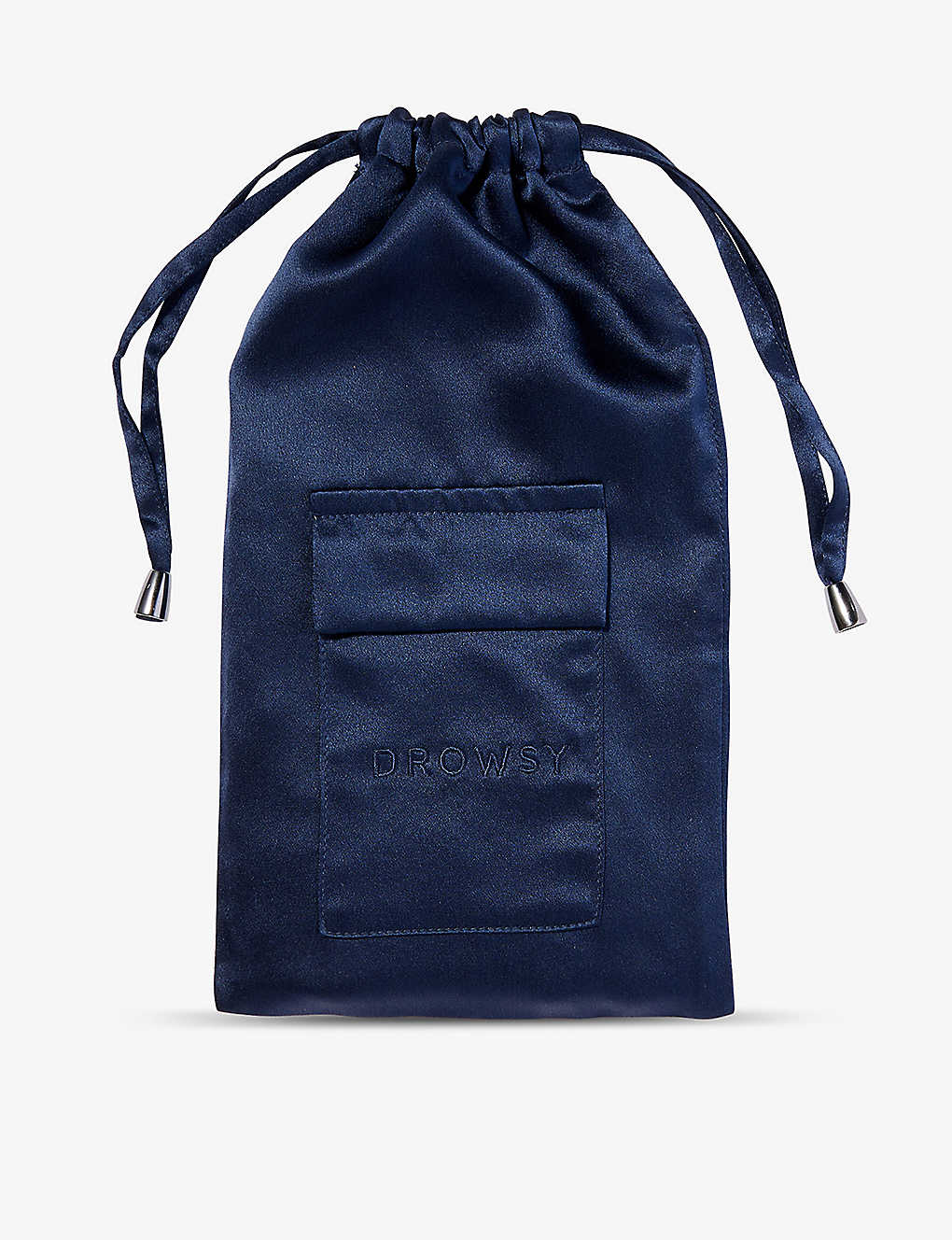 Drowsy Sleep Co Womens Midnight Blue Brand-embroidered Flap-pocket Silk Pouch