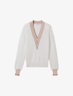 REISS: Tor contrast-trim knitted jumper