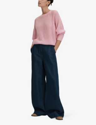 Shop Reiss Women's Light Pink Mae Oversized Knitted Jumper