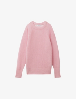 Shop Reiss Womens Light Pink Mae Oversized Knitted Jumper