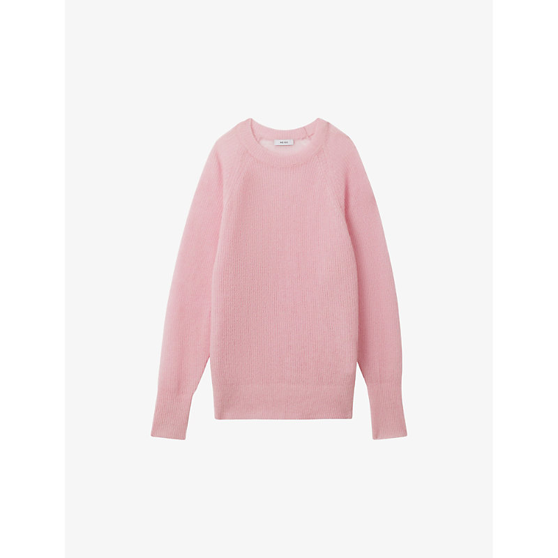 Shop Reiss Women's Light Pink Mae Oversized Knitted Jumper