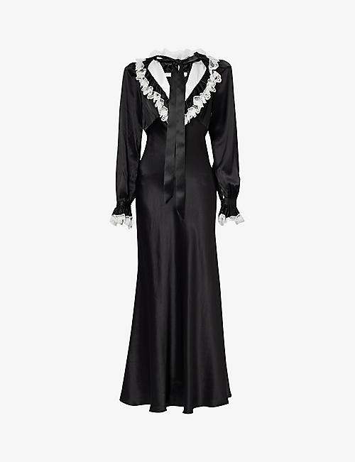 RODARTE: Ruffle-trim silk maxi dress