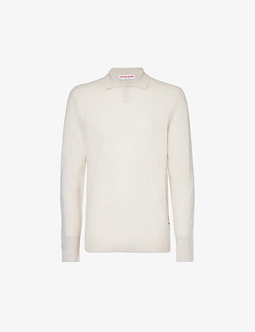 ORLEBAR BROWN: Brand-stitching fine-knit cashmere polo shirt