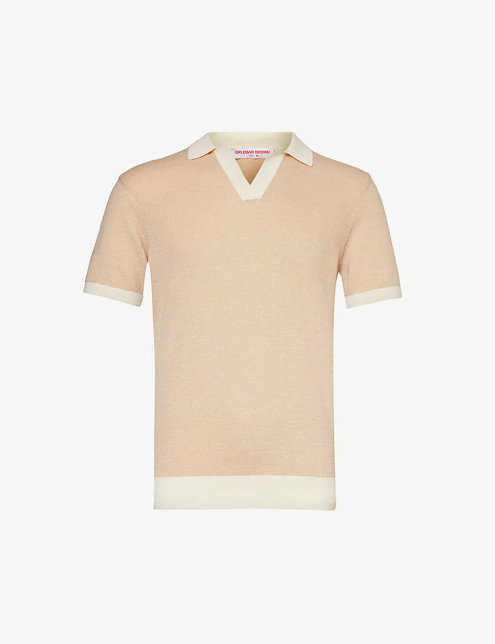 Orlebar Brown Mens White Sand Biscuit Horton Ribbed-trim Wool And Cotton-blend Polo Shirt