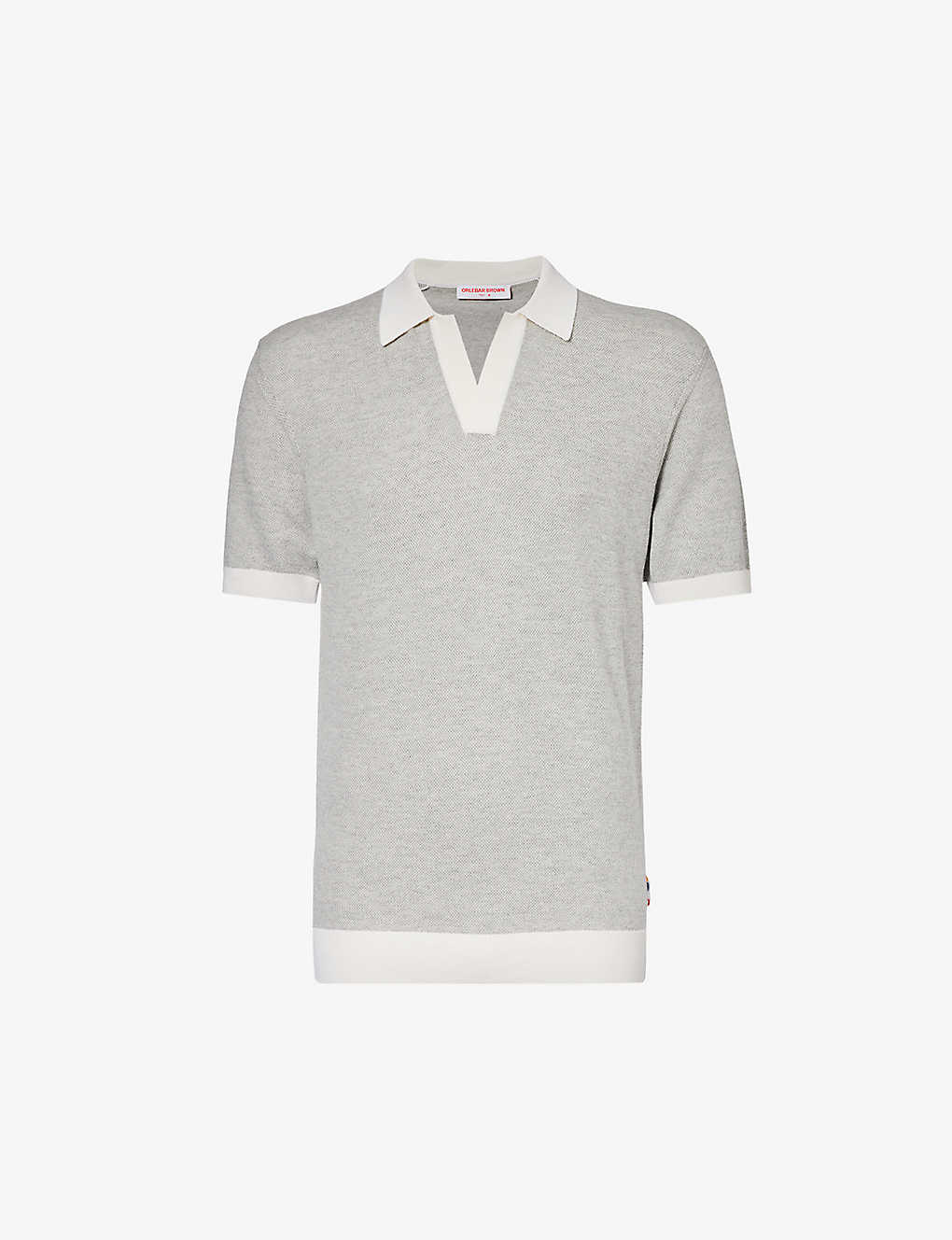 Shop Orlebar Brown Men's White Sand Grey Marl Horton Ribbed-trim Wool And Cotton-blend Polo Shirt In Multi-coloured
