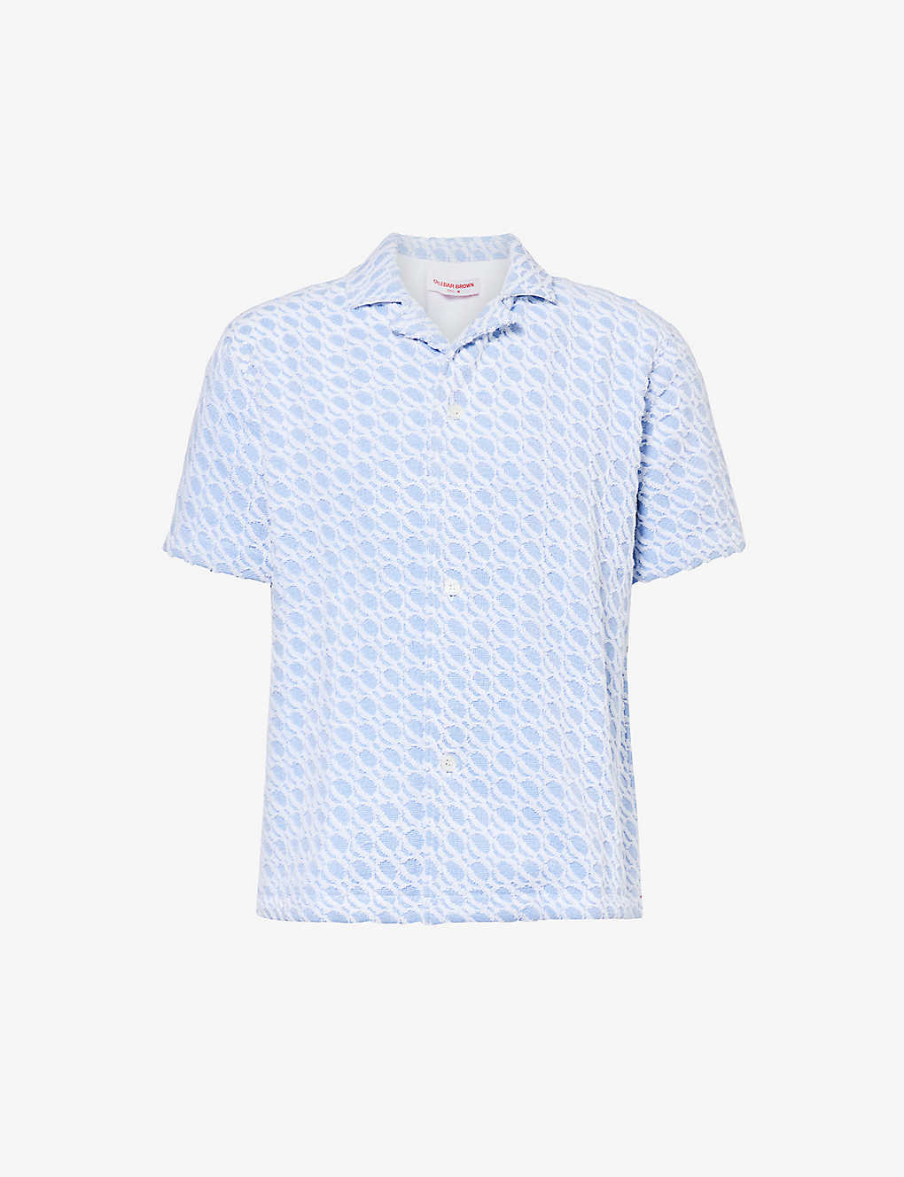 Orlebar Brown Mens Wish Blue Fielder Brand-patch Patterned Cotton Shirt