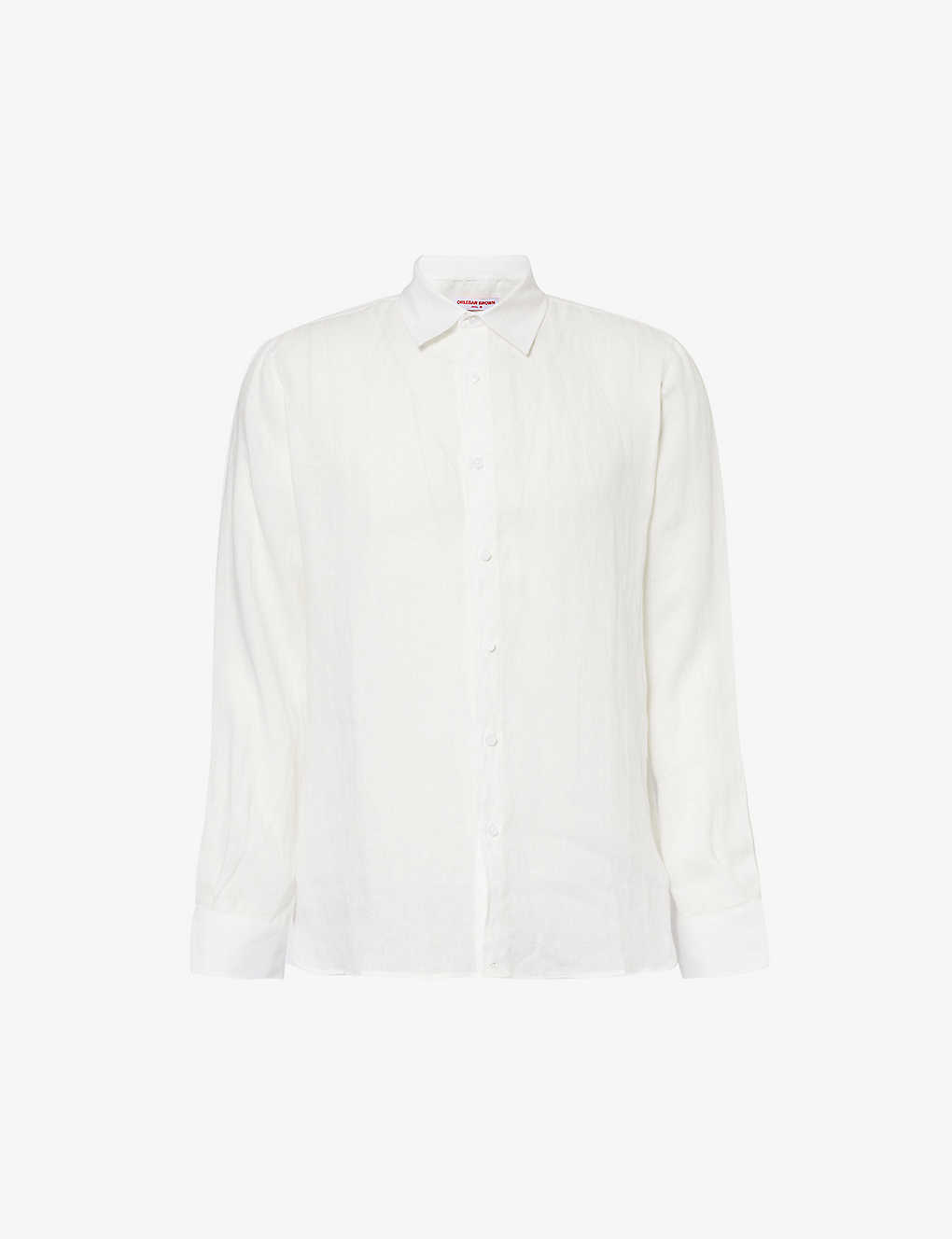 Orlebar Brown Mens White Giles Long-sleeve Linen Shirt