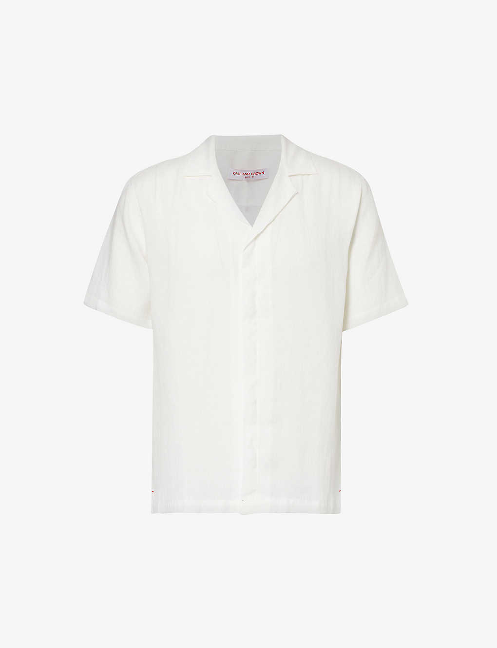 Orlebar Brown Mens White Maitan Short-sleeve Linen Shirt