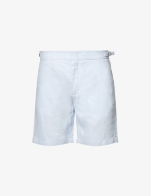 Shop Orlebar Brown Norwich Waist-adjuster Linen Shorts In Multi-coloured