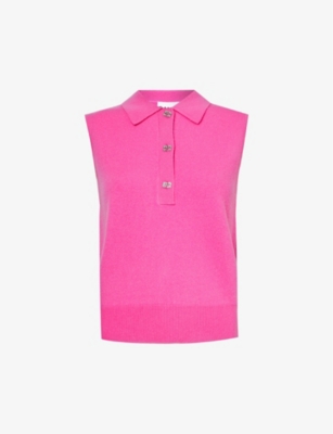 Ganni Logo-buttons Sleeveless Top In Pink