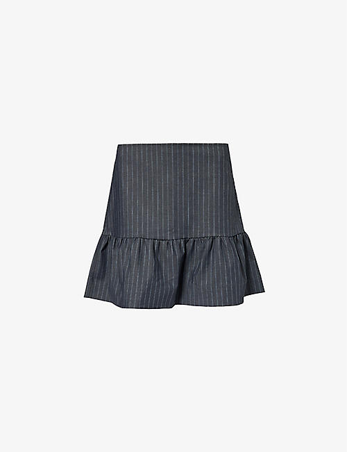 GANNI: Striped recycled-polyester-blend mini skirt
