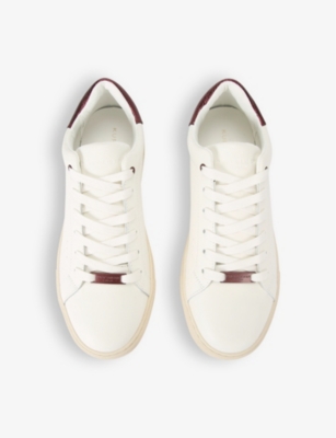 Shop Kurt Geiger London Men's White/red Laney 3 Logo-badge Leather Low-top Trainers