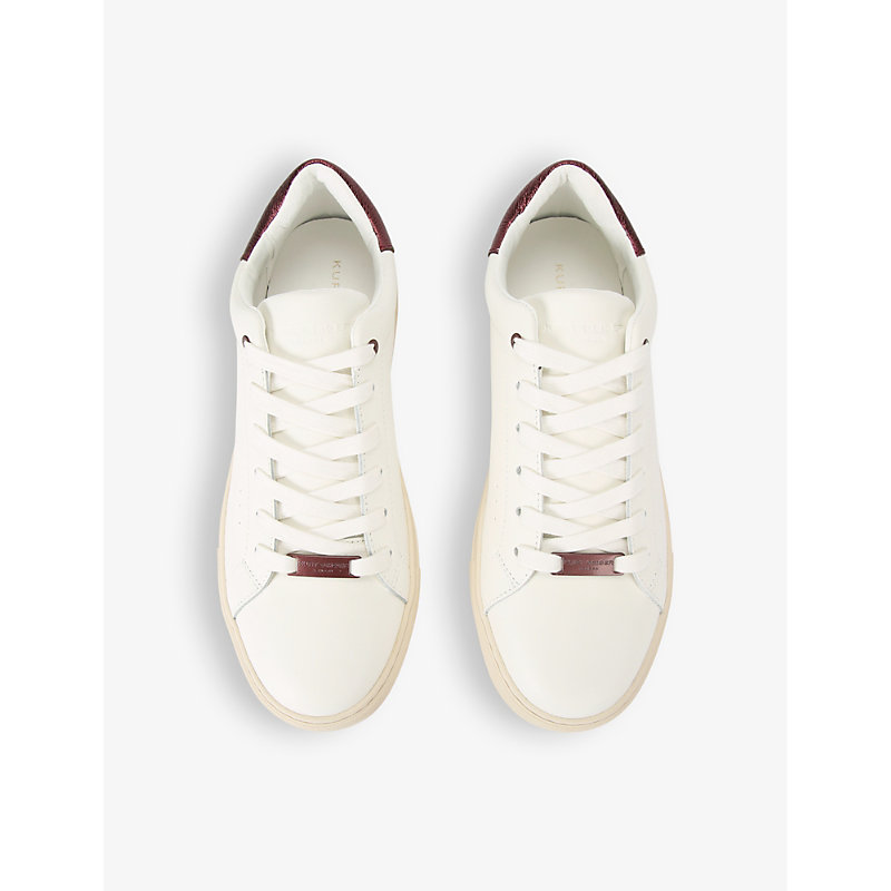 Shop Kurt Geiger Laney 3 Logo-badge Leather Low-top Trainers In White/red