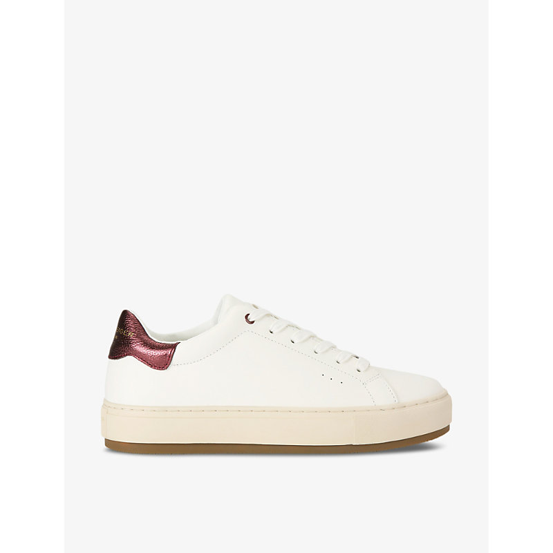 Kurt Geiger Laney 3 Logo-badge Leather Low-top Trainers In White/red
