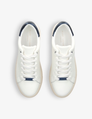 Shop Kurt Geiger London Men's White/vy Laney 3 Logo-badge Leather Low-top Trainers In White/navy