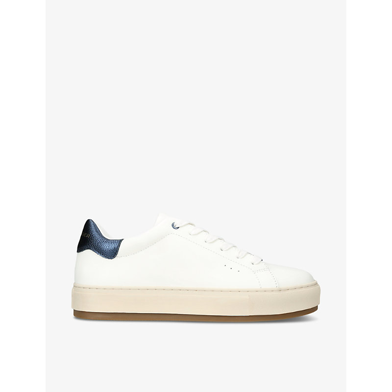 Kurt Geiger Laney 3 Logo-badge Leather Low-top Trainers In White/navy
