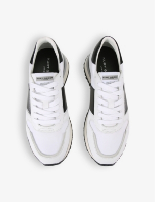 Shop Kurt Geiger London Mens White/blk Diego Logo-embossed Low-top Leather Trainers