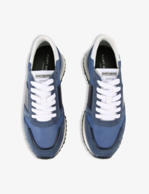 Shop Kurt Geiger London Mens Blue Diego Logo-embossed Low-top Leather Trainers