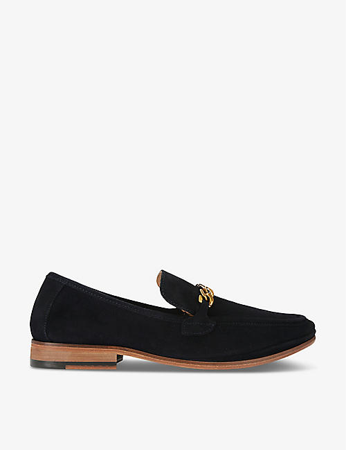 KURT GEIGER LONDON: Luca chain-embellished suede loafers