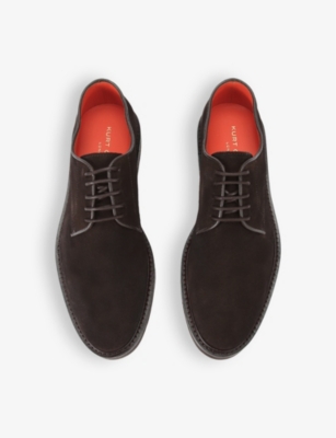 Shop Kurt Geiger London Men's Dark Brown Aiden Lace-up Suede Derby Shoes