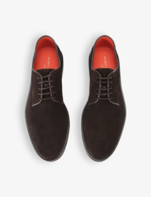 Shop Kurt Geiger London Mens Dark Brown Aiden Lace-up Suede Derby Shoes