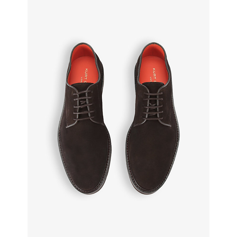 Shop Kurt Geiger Aiden Lace-up Suede Derby Shoes In Dark Brown