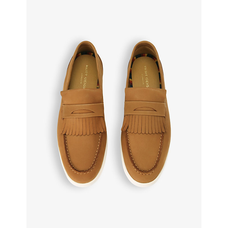 Shop Kurt Geiger London Men's Tan Julian Tasselled Leather Loafers