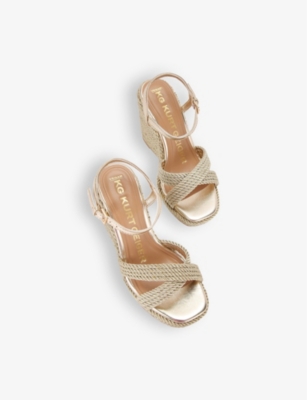Kg Kurt Geiger Womens Gold Phoebe Metallic-rope Woven Wedges In Gold