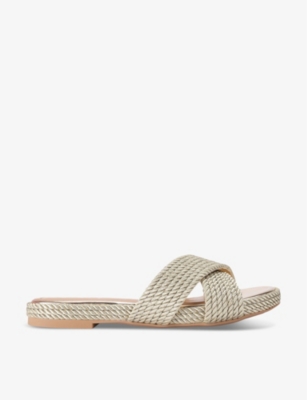 KG KURT GEIGER: Regina metallic-rope woven sandals