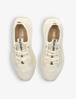 Kg Kurt Geiger Womens Bone Lousia Logo Pull-tab Knitted Low-top Trainers In Bone