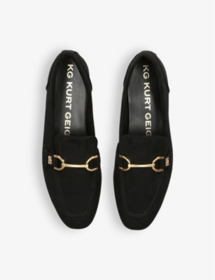 Shop Kg Kurt Geiger Women's Black Madeline Horse-bit Chain Fabric Loafers