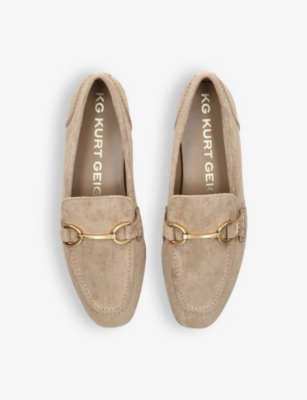 Shop Kg Kurt Geiger Madeline Horse Bit Chain Suede Loafers In Taupe