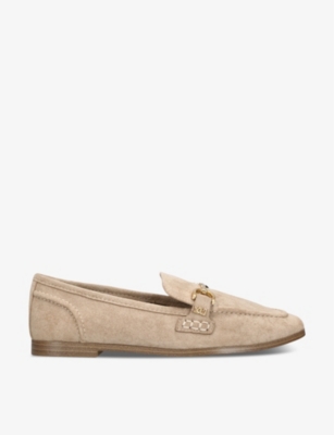 Shop Kg Kurt Geiger Madeline Horse Bit Chain Suede Loafers In Taupe