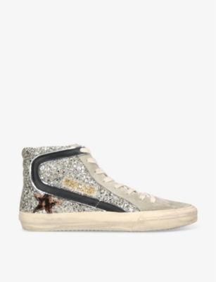 Golden Goose Slide 82515 Glitter-embellished Woven Mid-top Trainers In Mult/other