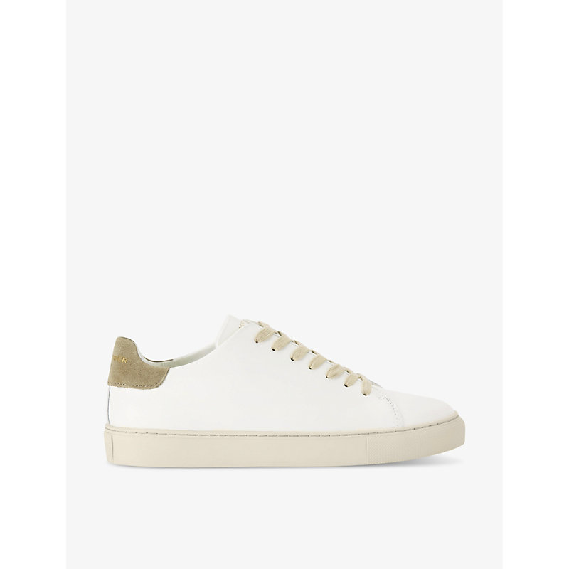 Shop Kurt Geiger Lennon Logo-embossed Leather Low-top Trainers In Taupe Comb