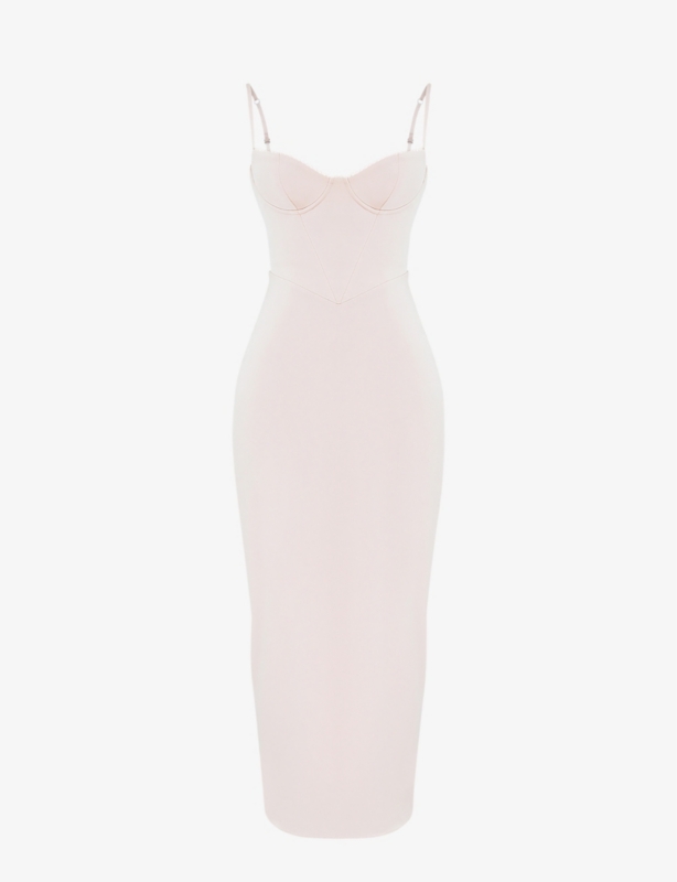 Stefania fitted satin maxi dress