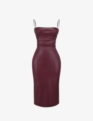 HOUSE OF CB: Jalena lace-up faux-leather midi dress