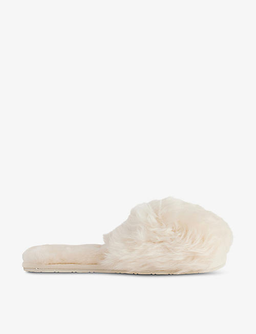 THE NAP CO: Round-toe shearling slippers