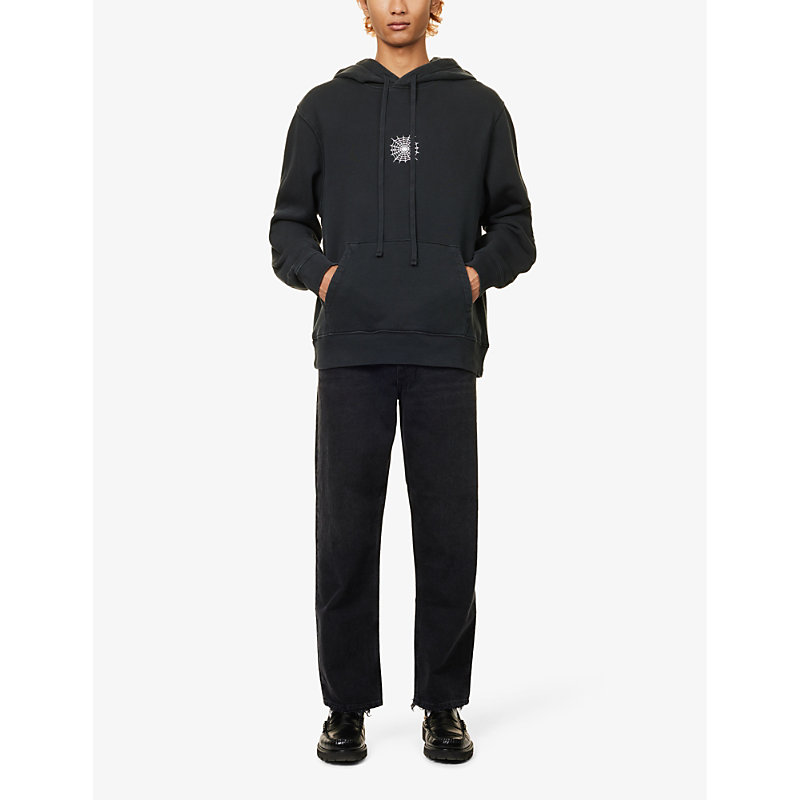 Shop Agolde X Dr. Woo Graphic-print Relaxed-fit Cotton-jersey Hoody In Barely Black