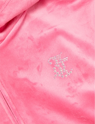 Shop Juicy Couture Girls Hot Pink Kids Brand-embellished Regular-fit Stretch-velour Hoody 7-16 Years