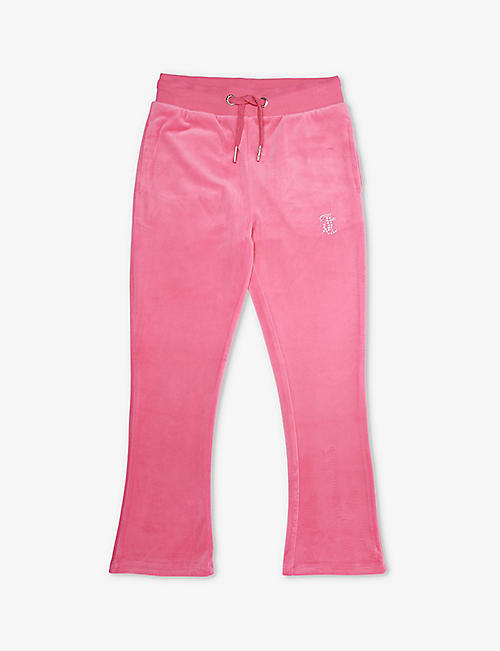 JUICY COUTURE: Diamante-embellished flared-leg stretch-velour jogging bottoms 7-16 years