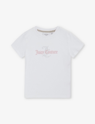 Shop Juicy Couture Diamante-embellished Short-sleeve Cotton-jersey T-shirt 7-16 Years In Bright White
