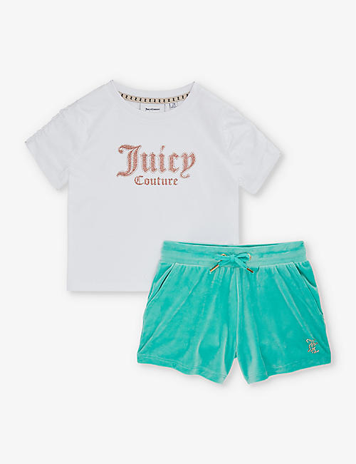 JUICY COUTURE: Rhinestone-embellished two-piece cotton-jersey set 7-16 years