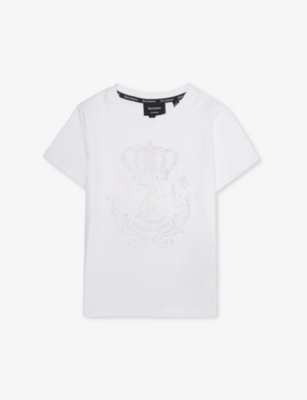 JUICY COUTURE: Diamante Crown short-sleeve cotton-blend T-shirt 7-16 years