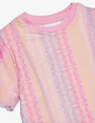 Shop Juicy Couture Girls Almond Blossom Kids Monogram-print Mesh Dress 7-15 Years
