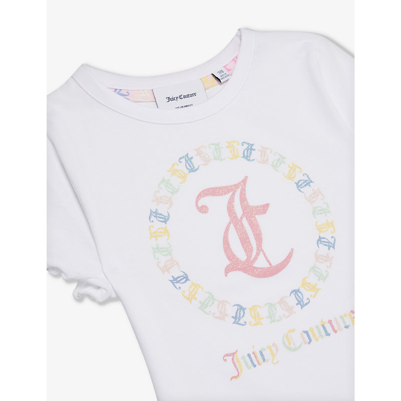Shop Juicy Couture Girls Bright White Kids Logo-print Cotton-jersey T-shirt 7-16 Years