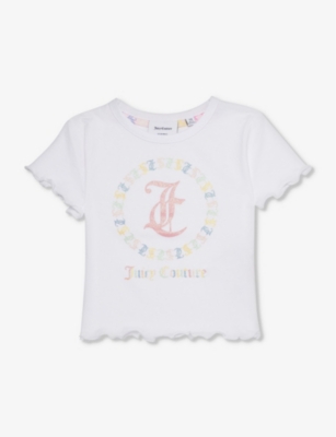 Juicy Couture Girls Bright White Kids Logo-print Cotton-jersey T-shirt 7-16 Years