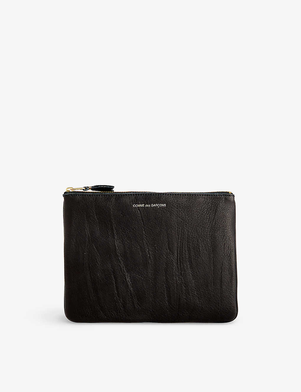 Comme Des Garçons Comme Des Garcons Black Washed Foiled-branding Leather Wallet