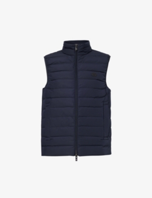 EMPORIO ARMANI: Rubberised-logo quilted shell gilet